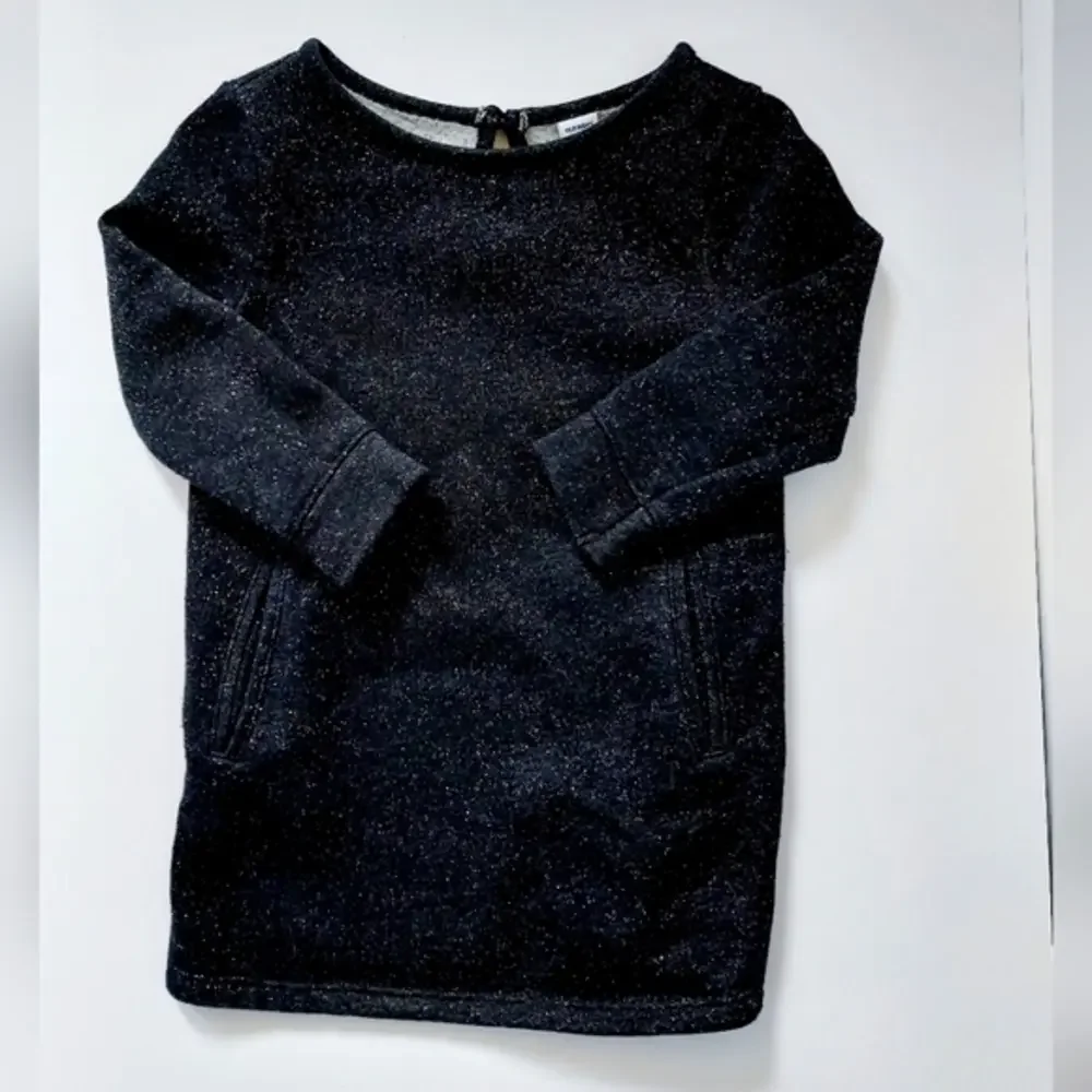 Black‎ & Silver Fleece Sheath Dress with Pockets 2T Old Navy